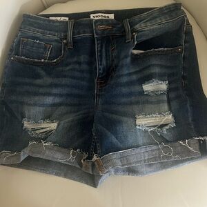 Vigoss Women's Ripped Jean Shorts - Dark Blue